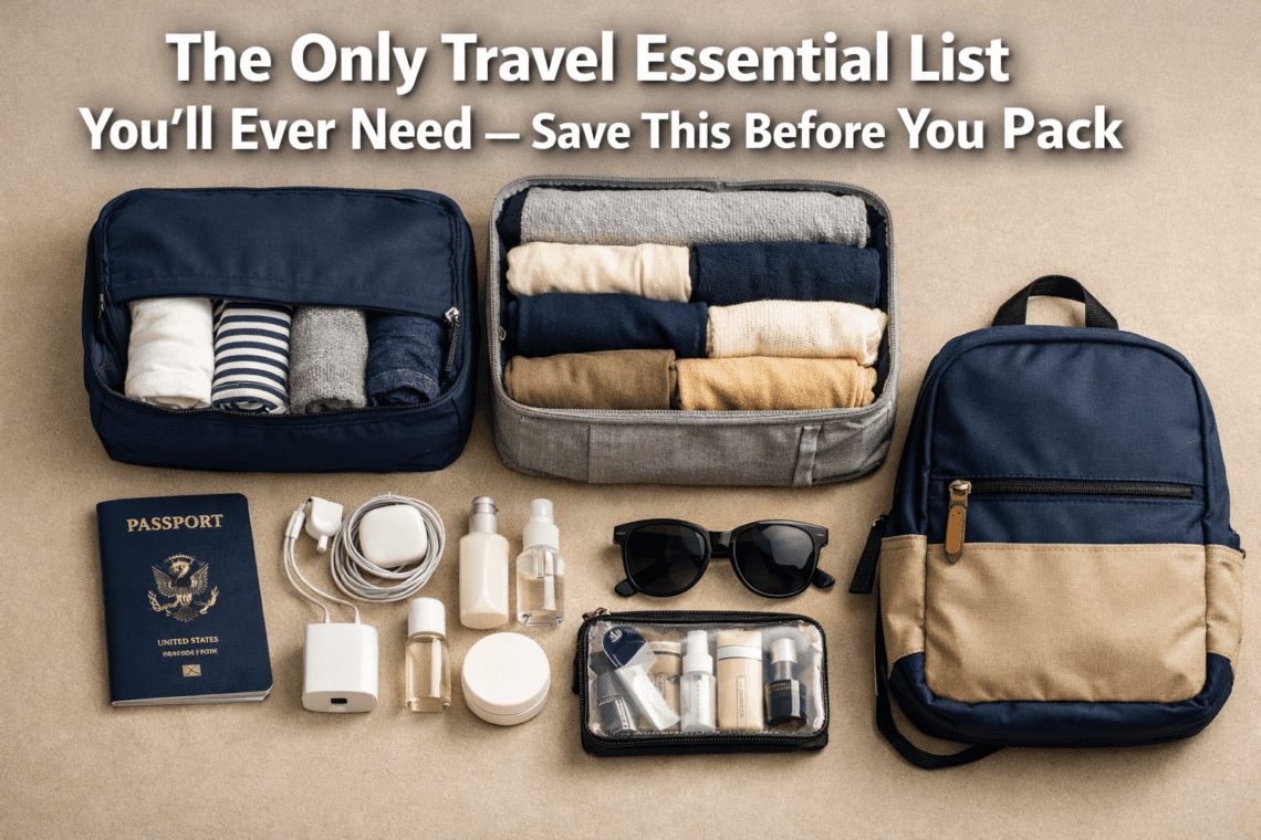 The Only Travel Essential List You'll Ever Need — Save This Before You Pack